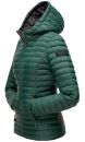 Marikoo Asraa Damen Steppjacke mit Kapuze gesteppt Übergangsjacke B857 Dunkelgrün-Gr.S