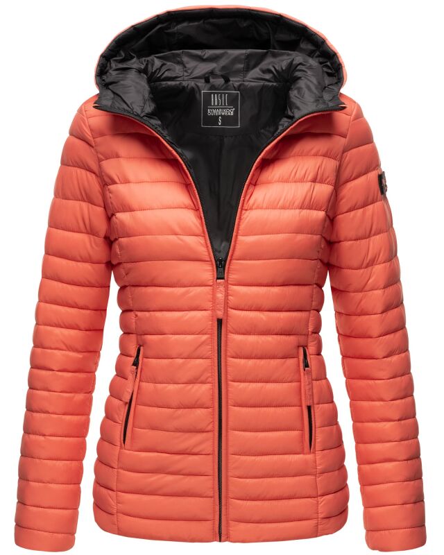 Marikoo Asraa Damen Steppjacke mit Kapuze gesteppt Übergangsjacke B857 Coral-Gr.XL