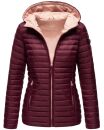 Marikoo Asraa Damen Steppjacke mit Kapuze gesteppt Übergangsjacke B857 Weinrot-Gr.S