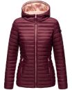 Marikoo Asraa Damen Steppjacke mit Kapuze gesteppt Übergangsjacke B857 Weinrot-Gr.S