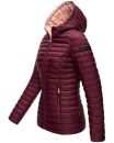 Marikoo Asraa Damen Steppjacke mit Kapuze gesteppt Übergangsjacke B857 Weinrot-Gr.S