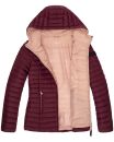 Marikoo Asraa Damen Steppjacke mit Kapuze gesteppt Übergangsjacke B857 Weinrot-Gr.S