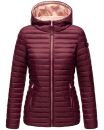 Marikoo Asraa Damen Steppjacke mit Kapuze gesteppt Übergangsjacke B857 Weinrot-Gr.L