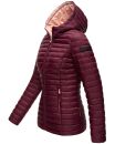 Marikoo Asraa Damen Steppjacke mit Kapuze gesteppt Übergangsjacke B857 Weinrot-Gr.L