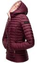Marikoo Asraa Damen Steppjacke mit Kapuze gesteppt Übergangsjacke B857 Weinrot-Gr.L