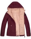 Marikoo Asraa Damen Steppjacke mit Kapuze gesteppt Übergangsjacke B857 Weinrot-Gr.XXL
