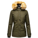 Navahoo warme Damen Winter Jacke mit Kunstfell B392 Forest Green Größe S - Gr. 36