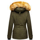 Navahoo warme Damen Winter Jacke mit Kunstfell B392 Forest Green Größe S - Gr. 36