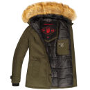 Navahoo warme Damen Winter Jacke mit Kunstfell B392 Forest Green Größe S - Gr. 36