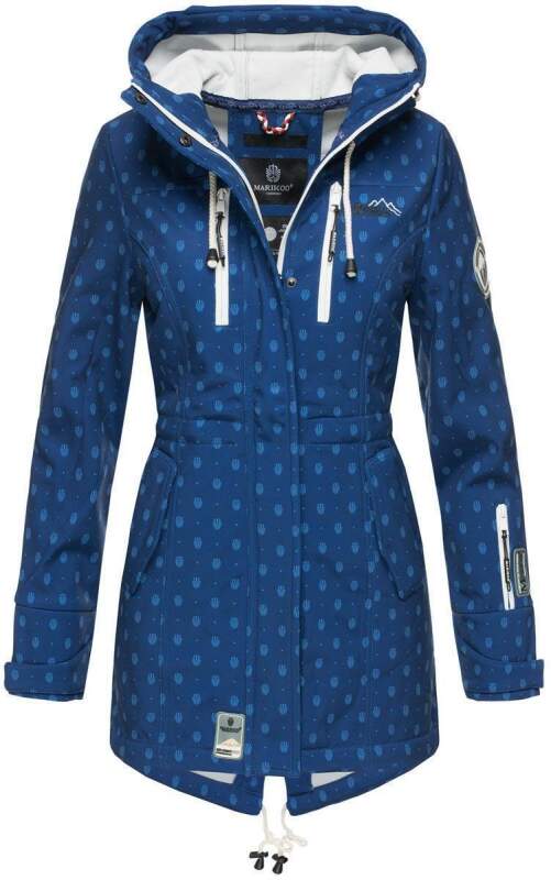 Marikoo Zimtzicke Damen Outdoor Softshell Jacke lang  B614 Blau Muster Größe S - Gr. 36
