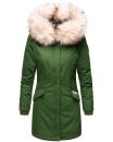 Navahoo Cristal Damen Winterjacke Parka mit Kunstfell B669 Gruen Gr.M