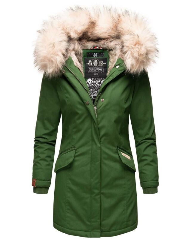 Navahoo Cristal Damen Winterjacke Parka mit Kunstfell B669 Gruen Gr.L