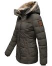 Marikoo Nekoo warm gefütterte Damen Winter Jacke mit Kunstfell B658 Anthrazit Größe XS - Gr. 34