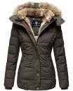 Marikoo Nekoo warm gefütterte Damen Winter Jacke mit Kunstfell B658 Anthrazit Größe S - Gr. 36