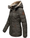Marikoo Nekoo warm gefütterte Damen Winter Jacke mit Kunstfell B658 Anthrazit Größe L - Gr. 40