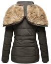 Marikoo Nekoo warm gefütterte Damen Winter Jacke mit Kunstfell B658 Anthrazit Größe L - Gr. 40