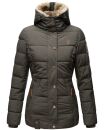 Marikoo Nekoo warm gefütterte Damen Winter Jacke mit Kunstfell B658 Anthrazit Größe XXL - Gr. 44