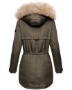 Marikoo Damen Winterjacke mit Kapuze und Kunstfell lang B617 Anthrazit Größe M - Gr. 38