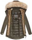 Marikoo Damen Winterjacke mit Kapuze und Kunstfell lang B617 Anthrazit Größe M - Gr. 38