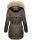 Marikoo Damen Winterjacke mit Kapuze und Kunstfell lang B617 Anthrazit Größe M - Gr. 38