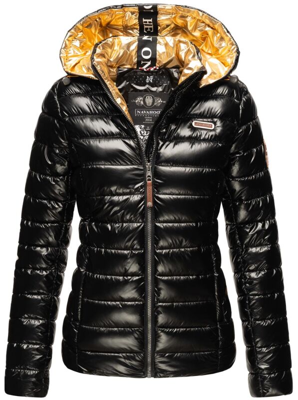 Navahoo Neevia Damen Stepp Jacke Übergangsjacke Steppjacke mit Kapuze B859 Schwarz-Gr.M