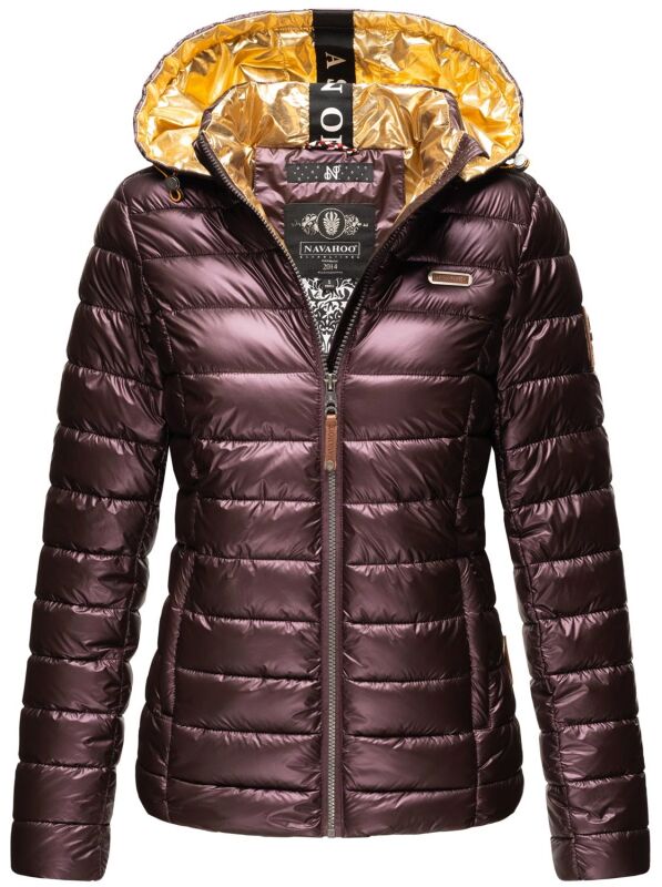 Navahoo Neevia Damen Stepp Jacke Übergangsjacke Steppjacke mit Kapuze B859 Aubergine-Gr.S
