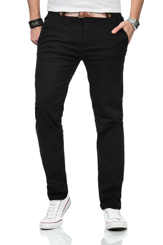 Maurelio Modriano Herren Designer Chino Hose MM015 Schwarz W34 L32 - W34/32
