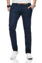 Maurelio Modriano Herren Designer Chino Hose MM015 Dunkelblau W32 L30 - W32/30