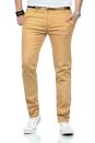 Maurelio Modriano Herren Designer Chino Hose MM015 Beige W36 L30 - W36/30