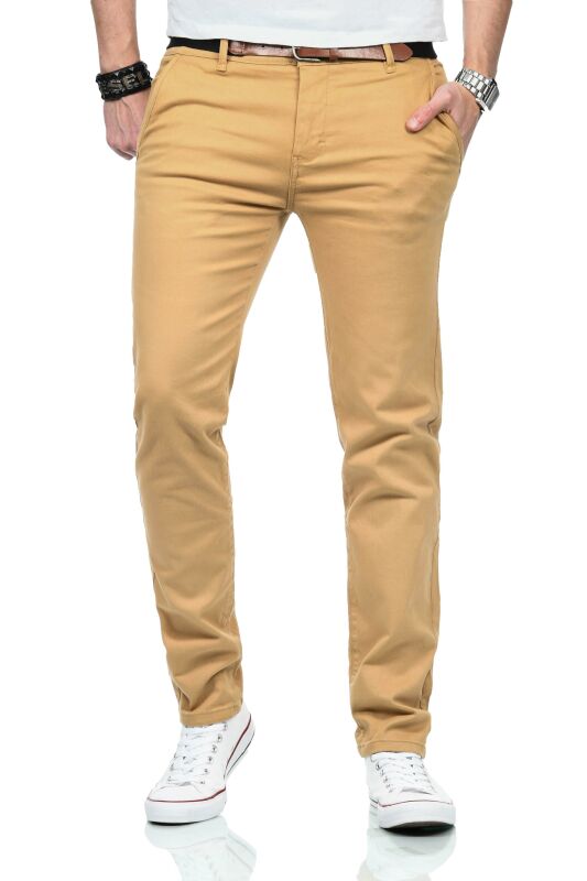 Maurelio Modriano Herren Designer Chino Hose MM015 Beige W38 L30 - W38/30