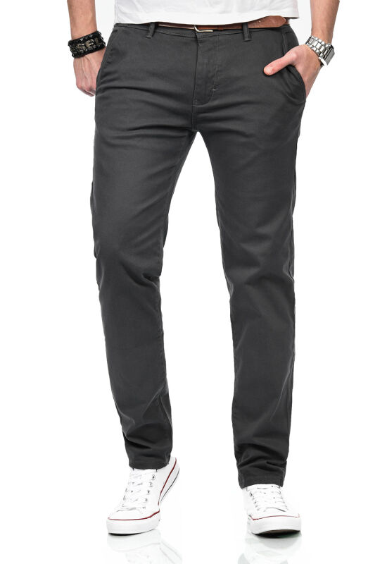 Maurelio Modriano Herren Designer Chino Hose MM016 Anthrazit W33 L32 - W33/32