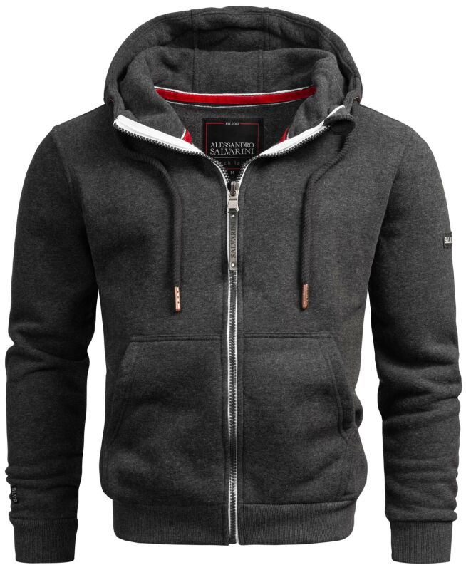 Alessandro Salvarini Herren Sweatjacke O293 Dunkelgrau Größe XXXL - Gr. 3XL