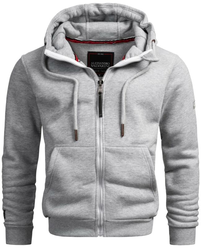 Alessandro Salvarini Herren Sweatjacke O293 Hellgrau