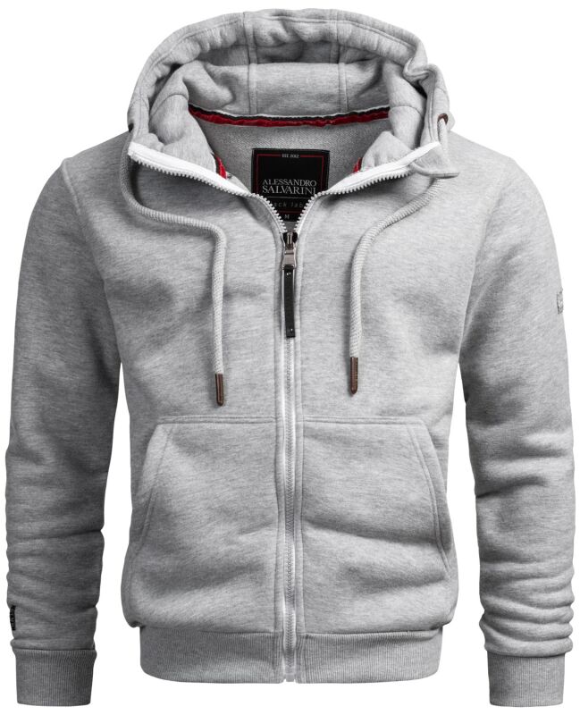 Alessandro Salvarini Herren Sweatjacke O293 Hellgrau Größe M - Gr. M