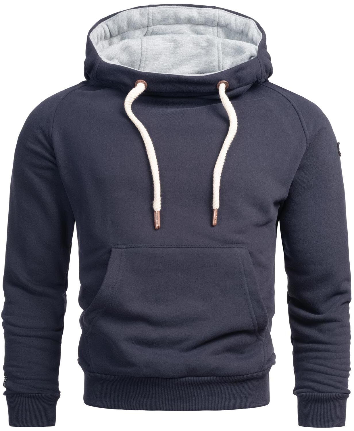 Alessandro Salvarini AS192 Felpa Con Cappuccio Uomo, Nero, Taglia L - Cotone E Poliestere, Zip In Ecopelle