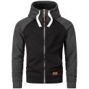 Alessandro Salvarini Herren Hoodie Kapuzenpullover O191 Schwarz-D.Grau Größe S - Gr. S