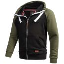 Alessandro Salvarini Herren Hoodie Kapuzenpullover O191 Schwarz-Olive