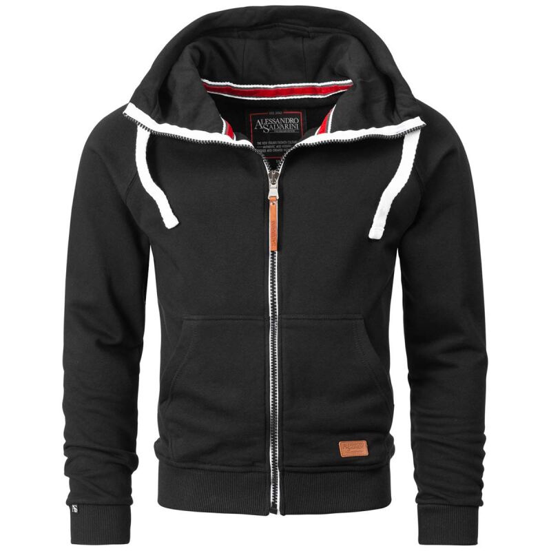 Alessandro Salvarini Herren Sweatjacke O192 Schwarz Größe XL - Gr. XL