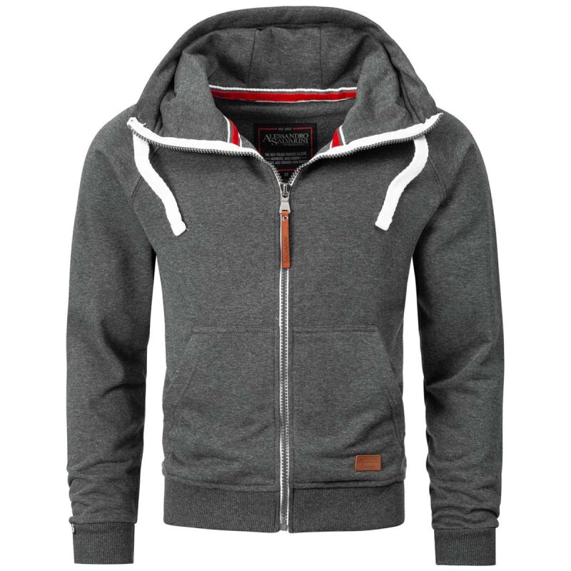 Alessandro Salvarini Herren Sweatjacke O192 Dunkelgrau Größe XXL - Gr. 2XL