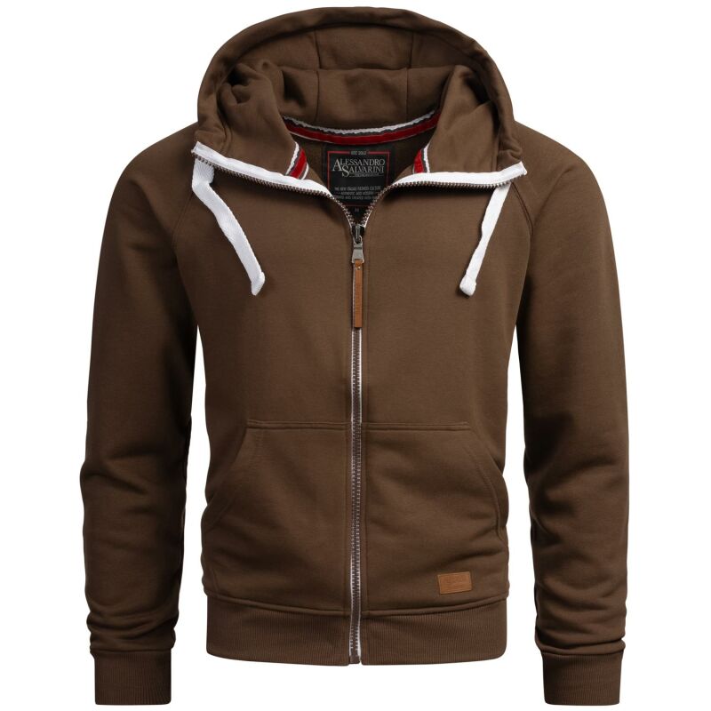 Alessandro Salvarini Herren Sweatjacke O192 Braun Größe S - Gr. S