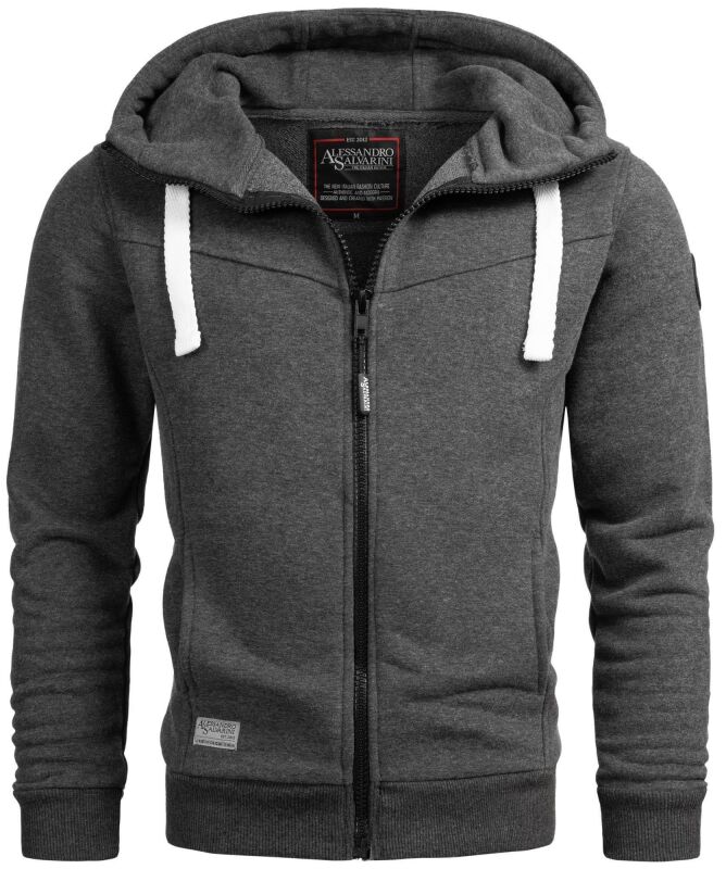 Alessandro Salvarini Herren Kapuzenpullover O123 Dunkelgrau Größe S - Gr. S