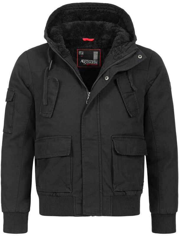 Alessandro Salvarini Herren Winter Jacke O-139 - Schwarz-Gr.S