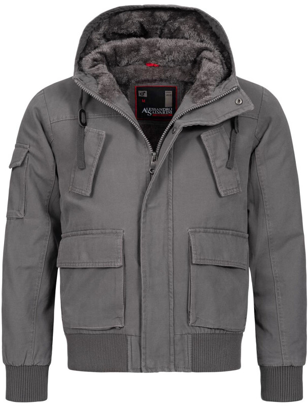 Alessandro Salvarini Herren Winter Jacke O-139 - Dunkelgrau-Gr.L