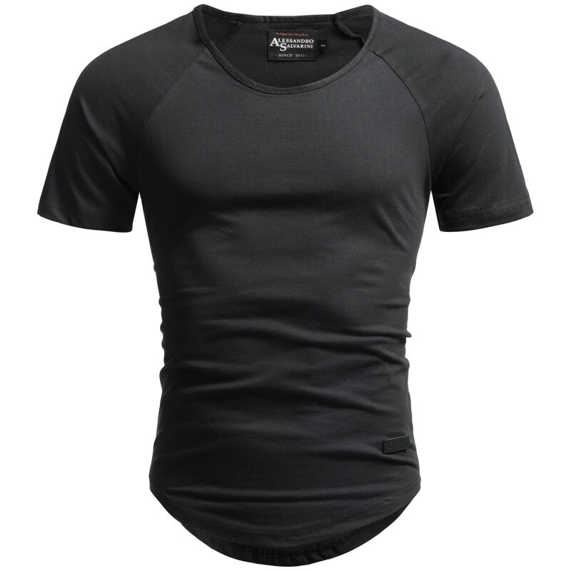 Alessandro Salvarini Herren T-Shirts O076 Schwarz