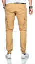 Alessandro Salvarini Herren Designer Cargohose Cargo Stoff Hose NEU O260 Beige W32 L34