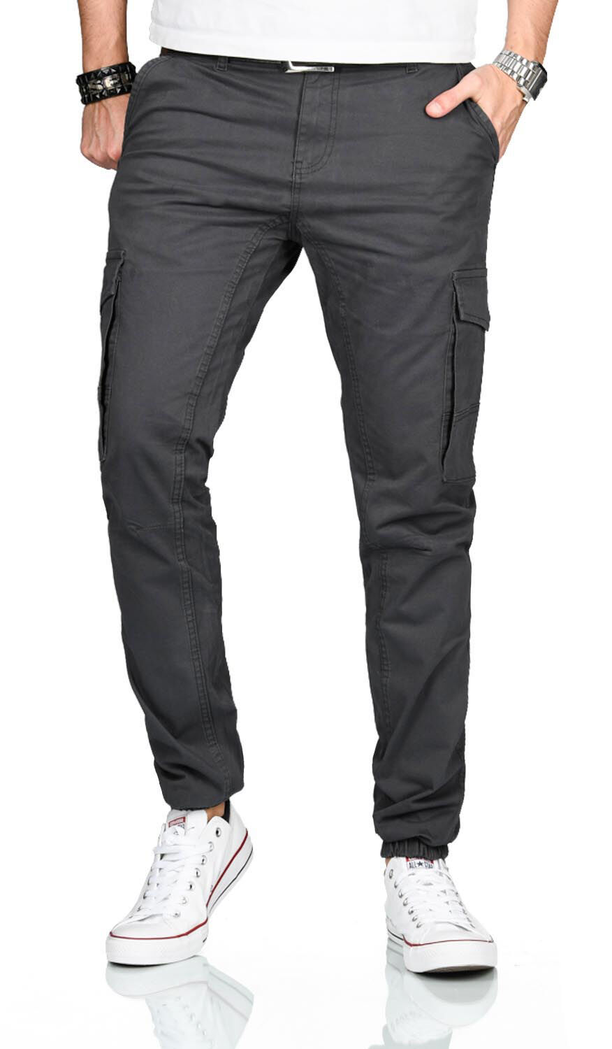Alessandro Salvarini Herren Designer Cargo Shorts Weiss O037 W40