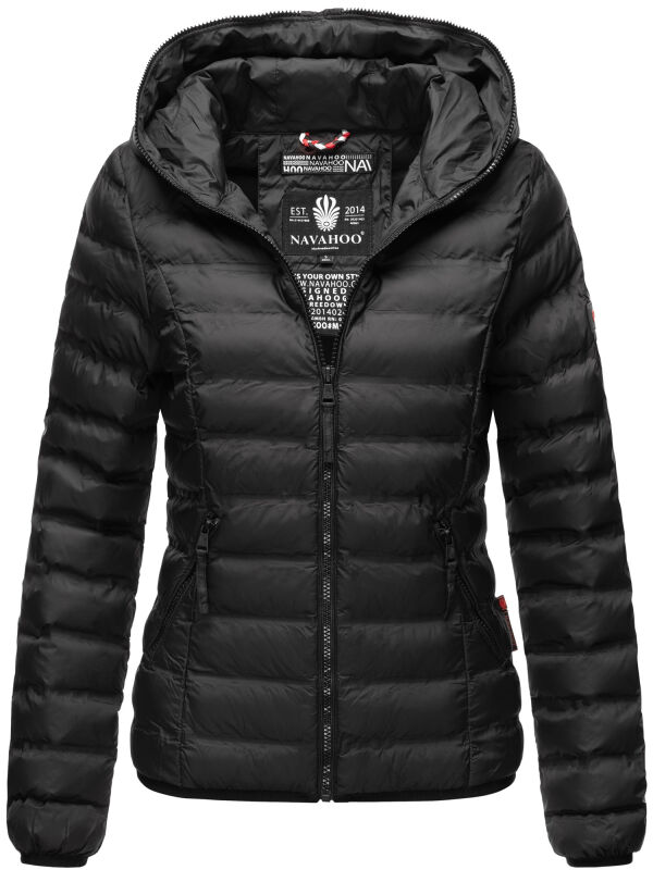 Navahoo Neevia Damen Stepp Jacke Übergangsjacke Steppjacke mit Kapuze B859 Schwarz-Gr.L