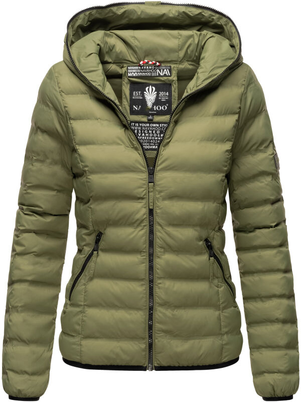 Navahoo Neevia Damen Stepp Jacke Übergangsjacke Steppjacke mit Kapuze B859 Olive-Gr.S