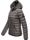 Navahoo Neevia Damen Stepp Jacke Übergangsjacke Steppjacke mit Kapuze B859 Dunkelgrau-Gr.XS