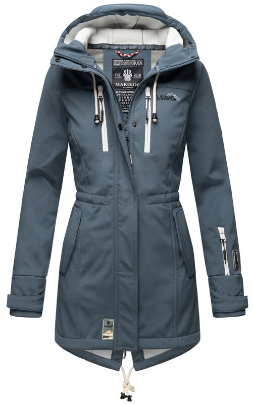 Marikoo Zimtzicke Damen Outdoor Softshell Jacke lang  B614 Dusty Blue Größe XS - Gr. 34